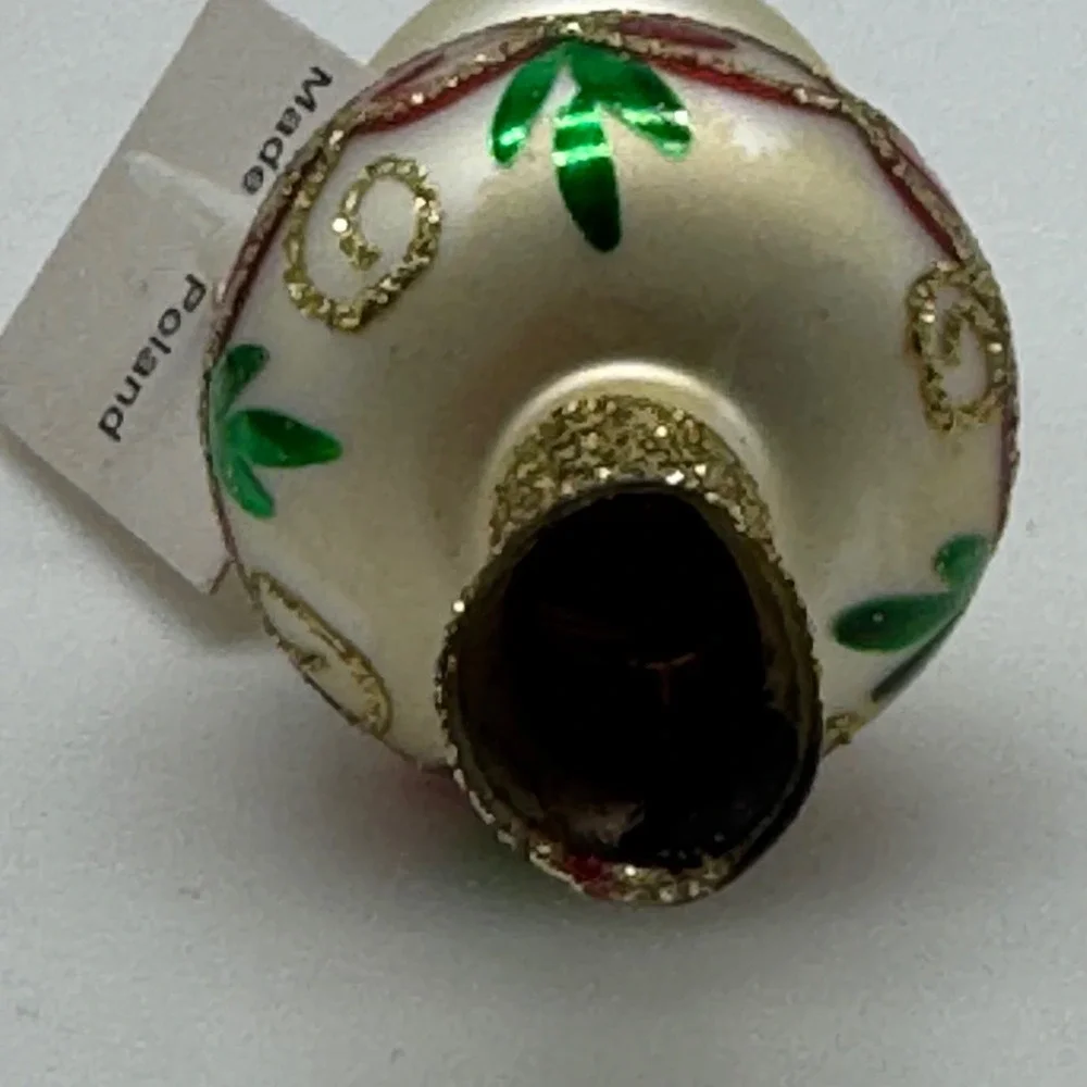 Vintage Mini Glass Christmas Tree Topper Boxed Hand Painted Made in Poland 5